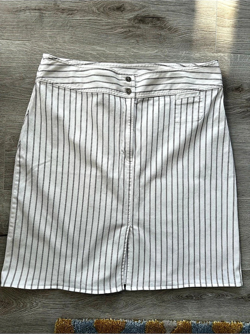 Chico's White & Black Pinstripe Denim Pencil Skirt Size 3.5 US 18 XL